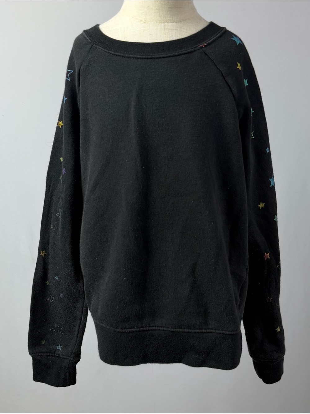 Athletic Works girls black star sleeve sweatshirt size 6 6X